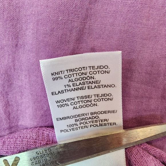 Lucky Brand Purple Embroidered Boho Peasant 100% Cotton Floral Ethereal, Large - Picture 5 of 6